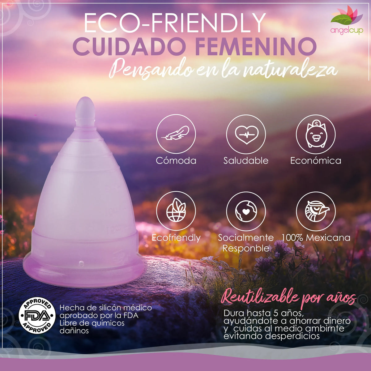 Copas Menstruales Angelcup Lila