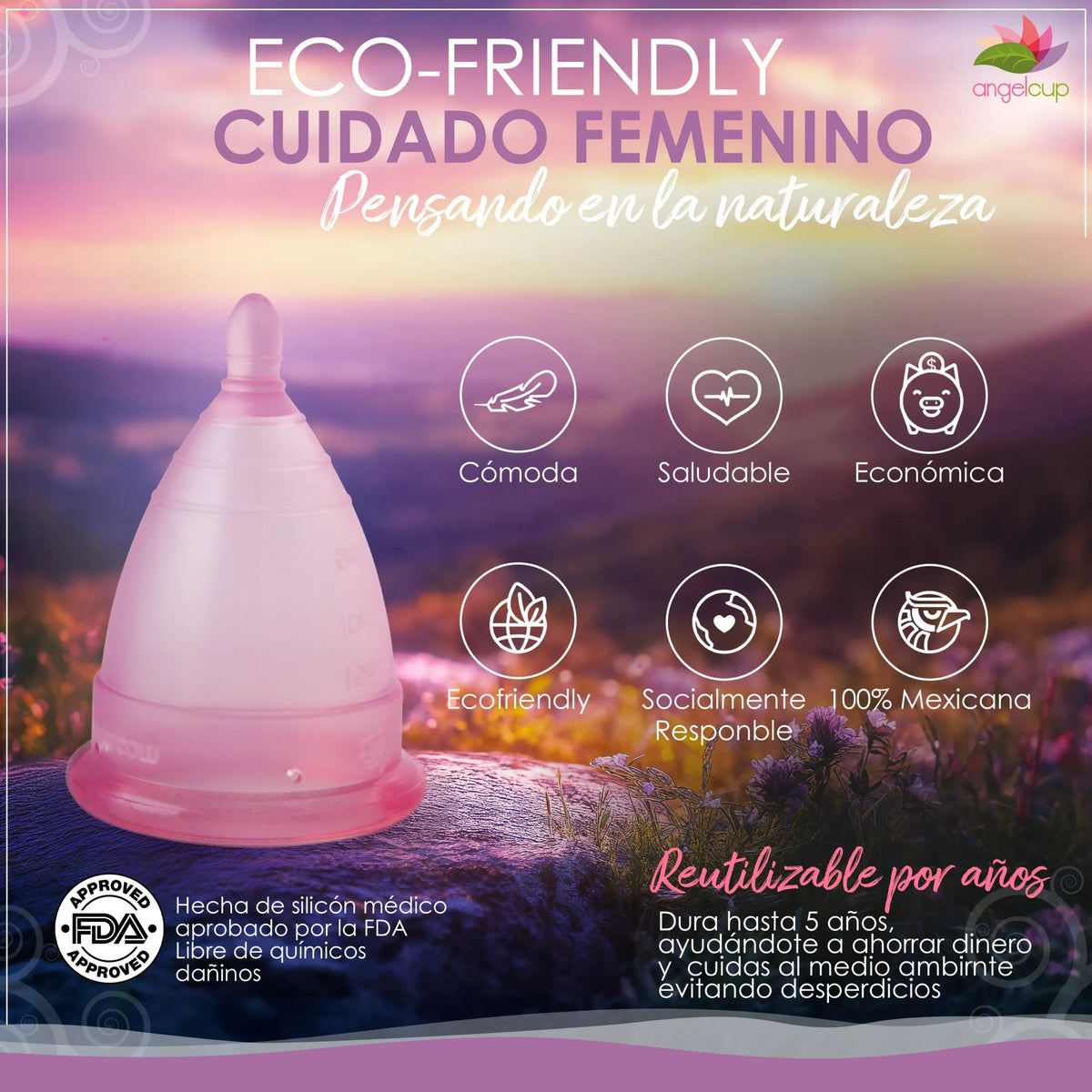 Copas Menstruales Angelcup Rosa