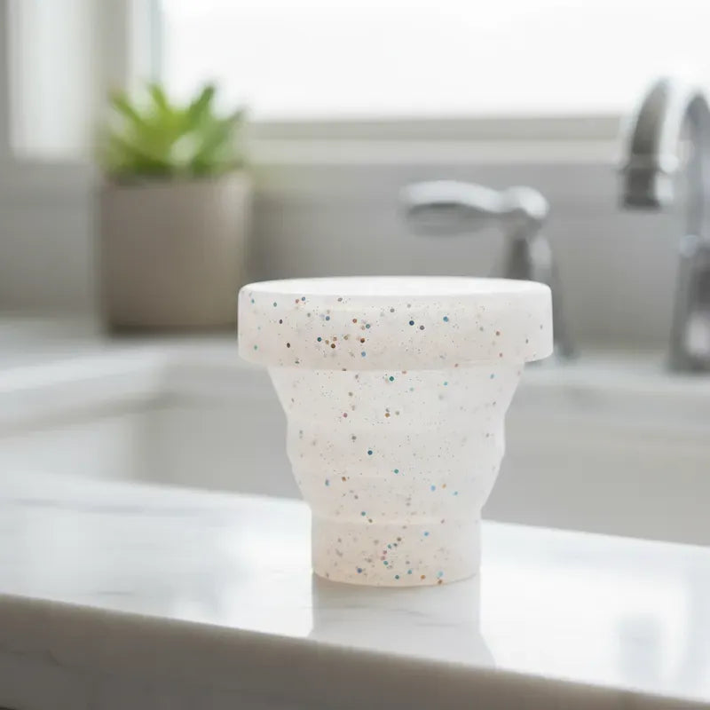 Vaso esterilizador de copa menstrual con glitter Angelcup